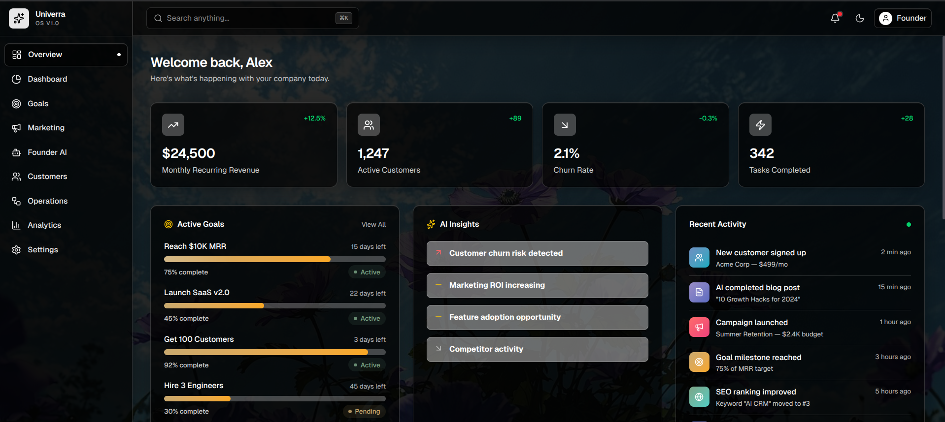 Univerra dashboard preview